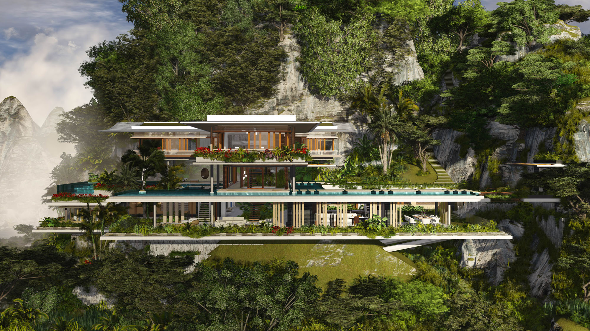 Render de Casa Xalima Island de Martin Ferrero Architecture
