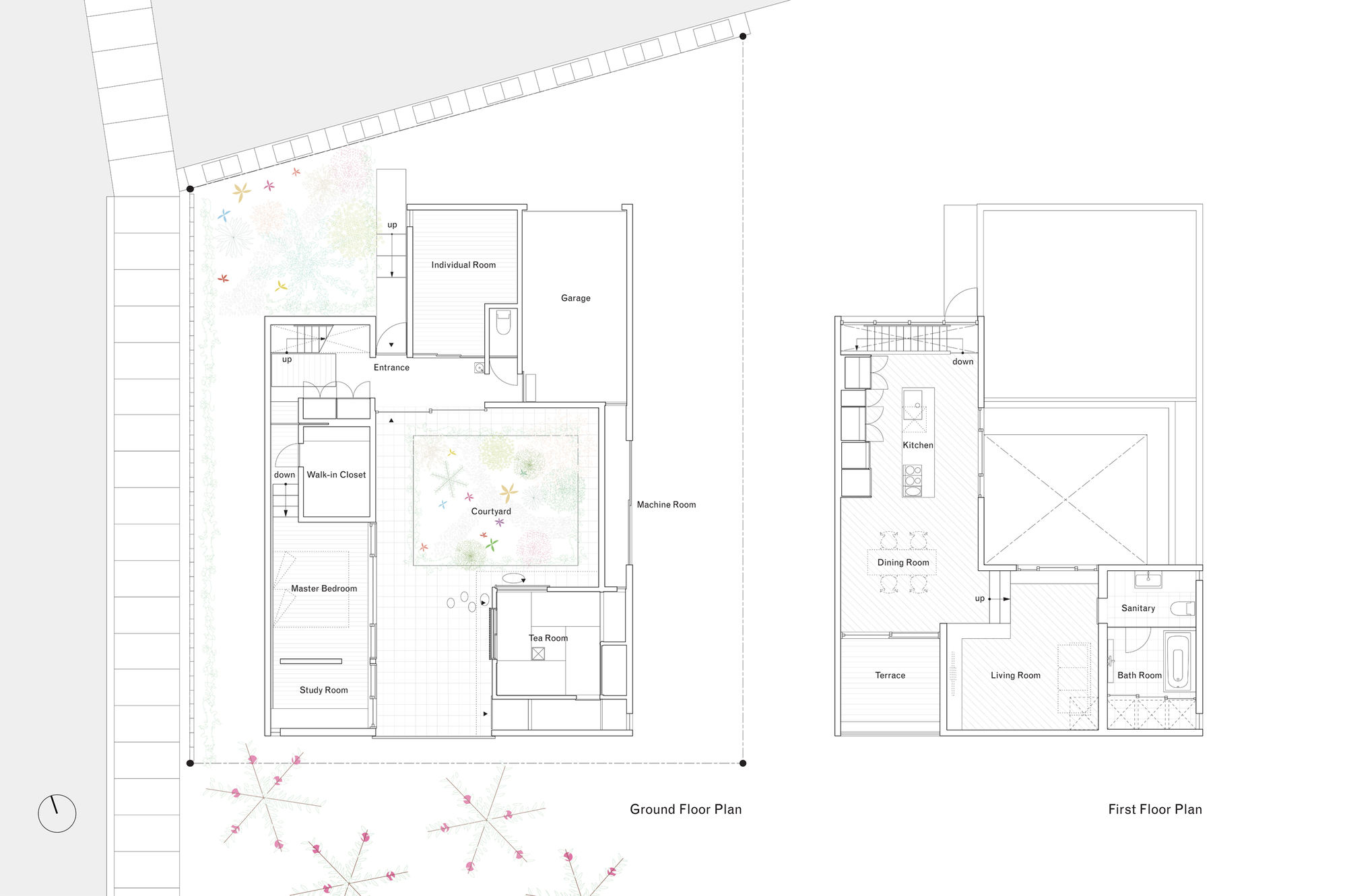 Planos de Casa O de Takeru Shoji Architects